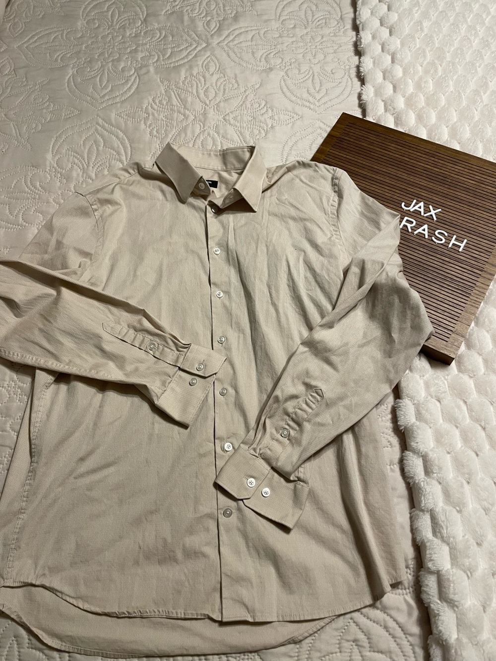 express Beige Button-Up Shirt